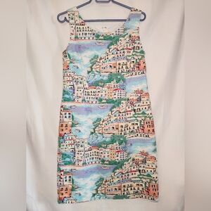 Talbots Size 6 Santorini Graphic Sleeveless Midi Dress
